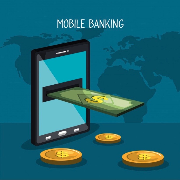 Illustration of mobile banking.