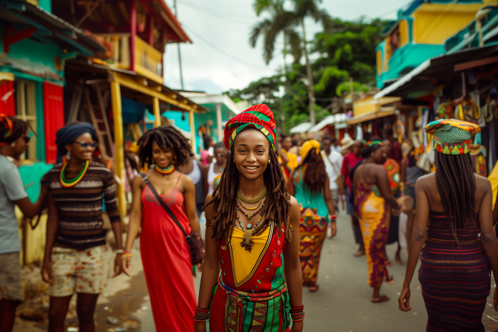 Depiction of Lady in market somewhere in Togo